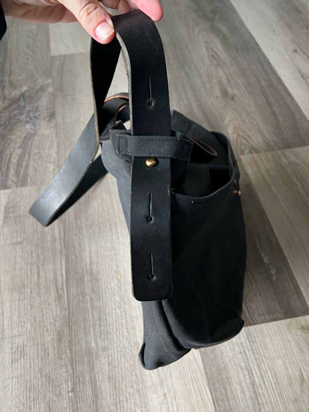 Peg and Awl Waxed Canvas Tote Bag All Black - Picture 10 of 10